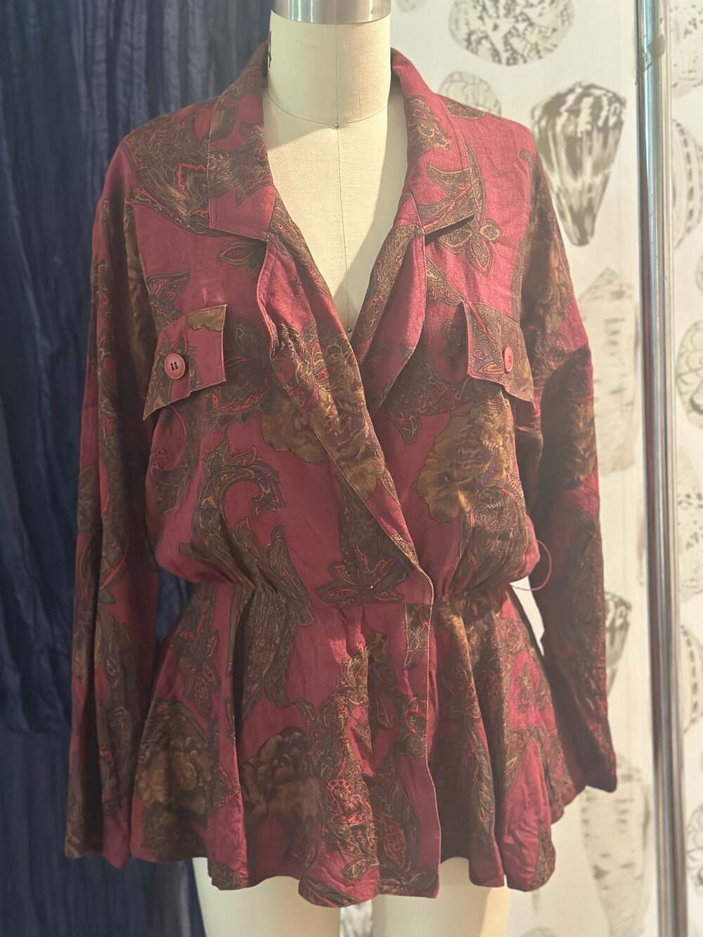 Gillian Vintage 100% Silk Paisley Jacket Size 10